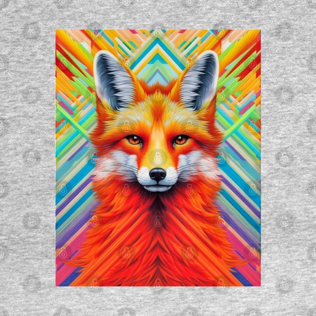 Spectrum Fox: Radiant Op Art Red Fox Design by Unboxed Mind of J.A.Y LLC 